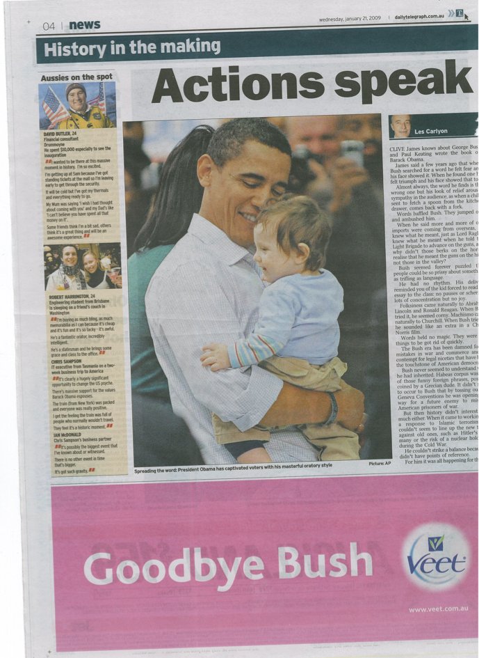 Goodbye Bush - advertentie in de Daily Telegraph van Veet Goodbye Bush - advertentie in de Daily Telegraph van Veet